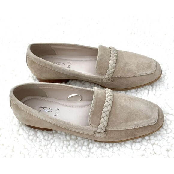 Joie Tan Suede Braided Loafers Flats 8.5 Old Money Preppy Classic Shoes - Picture 8 of 16